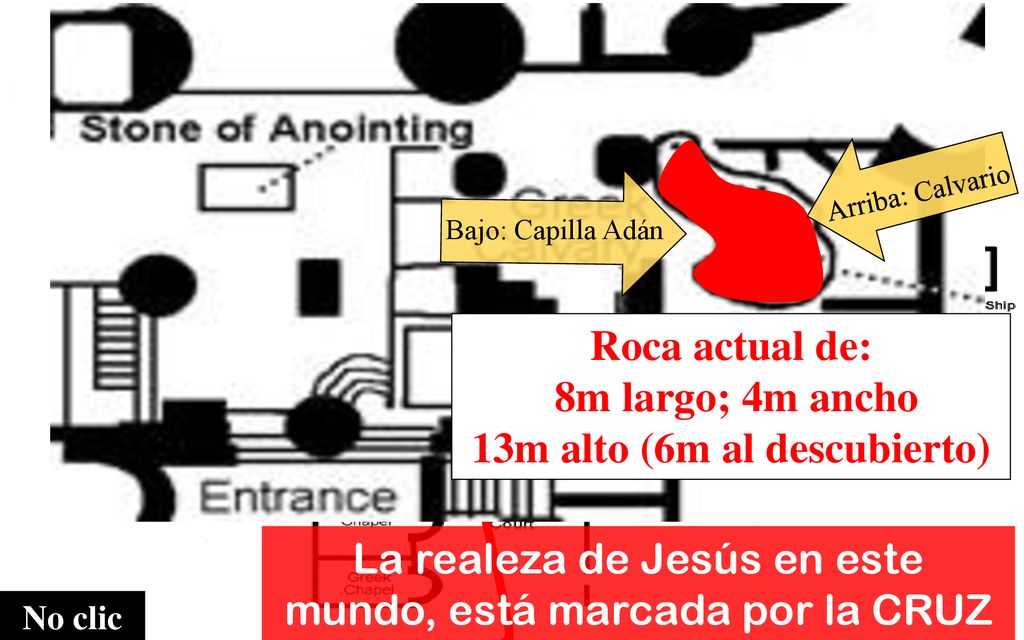 Roca actual de: 8m largo; 4m ancho 13m alto (6m al descubierto)