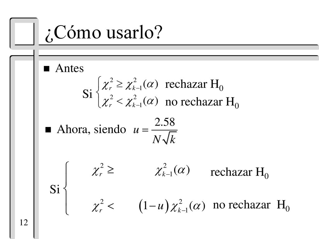 ¿Cómo usarlo Antes rechazar H0 Si no rechazar H0 Ahora, siendo