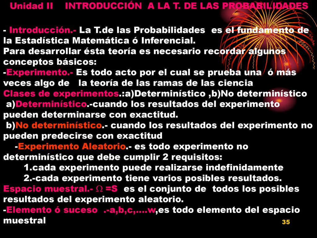 Unidad II INTRODUCCIÓN A LA T. DE LAS PROBABILIDADES - Introducción