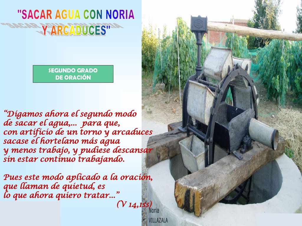 SACAR AGUA CON NORIA Y ARCADUCES Digamos ahora el segundo modo