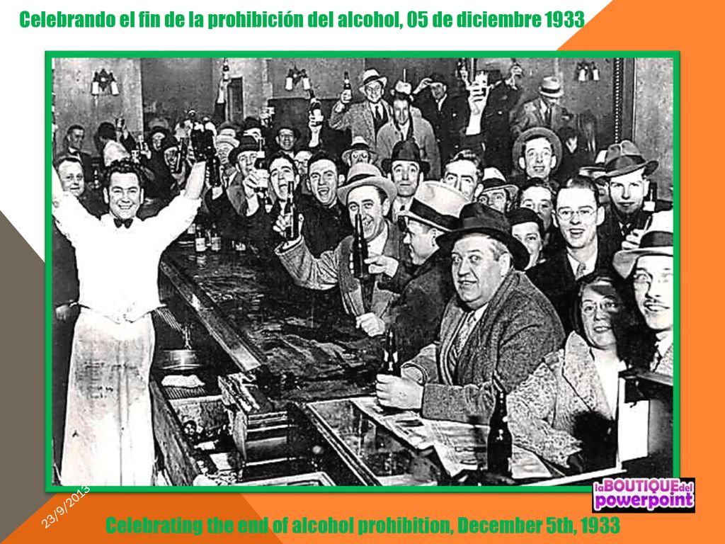 Celebrando el fin de la prohibición del alcohol, 05 de diciembre 1933