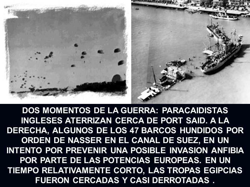 DOS MOMENTOS DE LA GUERRA: PARACAIDISTAS INGLESES ATERRIZAN CERCA DE PORT SAID.