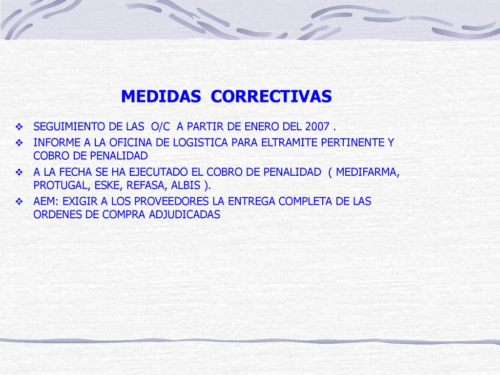 MEDIDAS CORRECTIVAS SEGUIMIENTO DE LAS O/C A PARTIR DE ENERO DEL