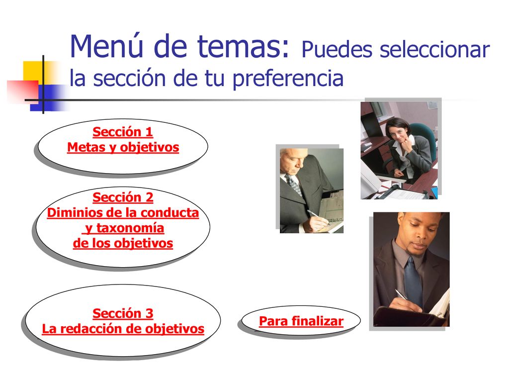 Menú de temas: Puedes seleccionar la sección de tu preferencia