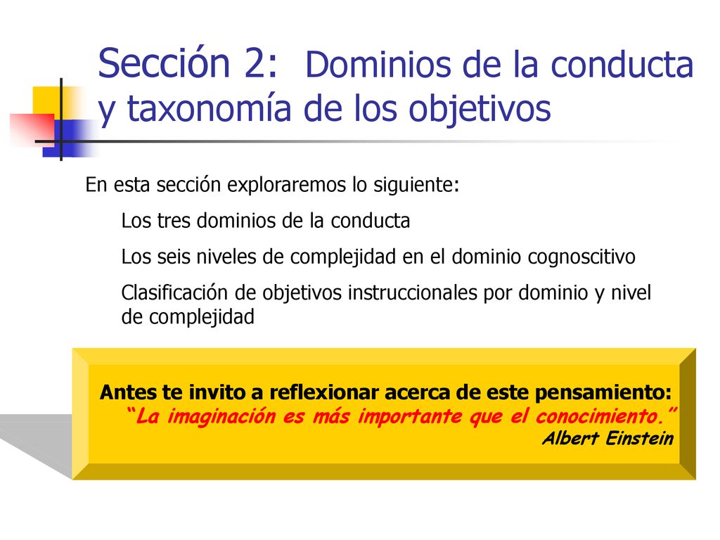 Sección 2: Dominios de la conducta y taxonomía de los objetivos