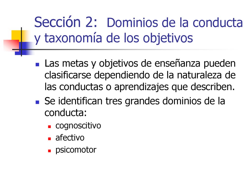 Sección 2: Dominios de la conducta y taxonomía de los objetivos