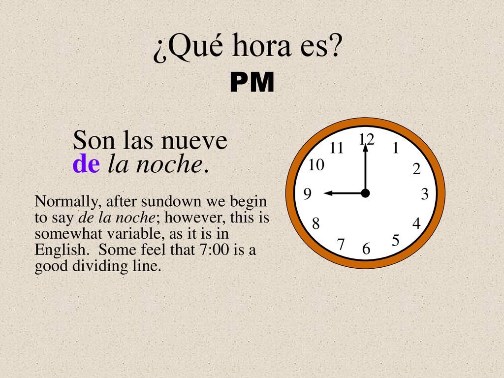 ¿Qué hora es PM Son las nueve de la noche
