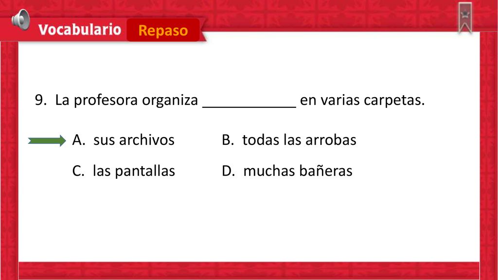 Repaso 9. La profesora organiza en varias carpetas.