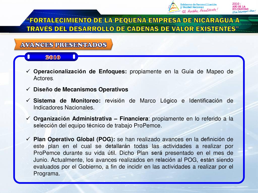 FORTALECIMIENTO DE LA PEQUEÑA EMPRESA DE NICARAGUA A TRAVÉS DEL DESARROLLO DE CADENAS DE VALOR EXISTENTES