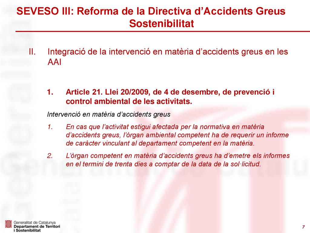 SEVESO III: Reforma de la Directiva d’Accidents Greus Sostenibilitat