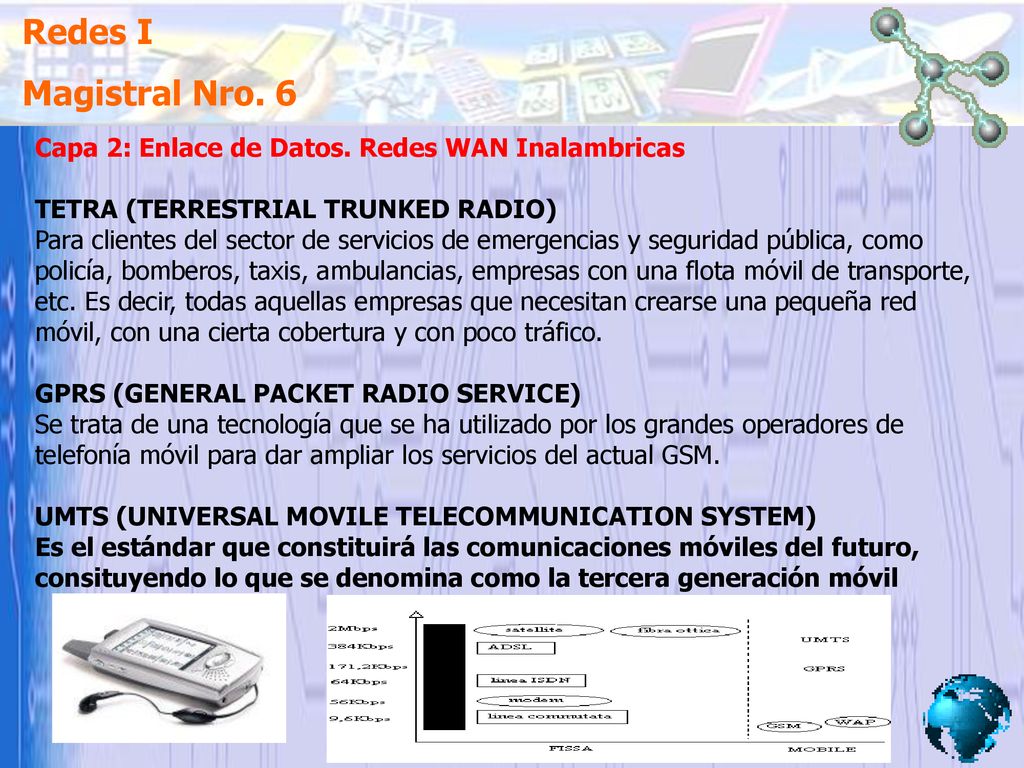 Redes I Magistral Nro. 6. Capa 2: Enlace de Datos. Redes WAN Inalambricas. TETRA (TERRESTRIAL TRUNKED RADIO)