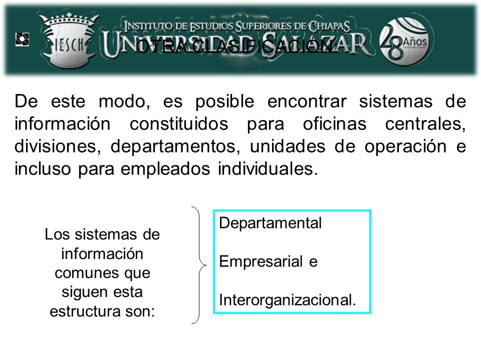 Los sistemas de información comunes que siguen esta estructura son: