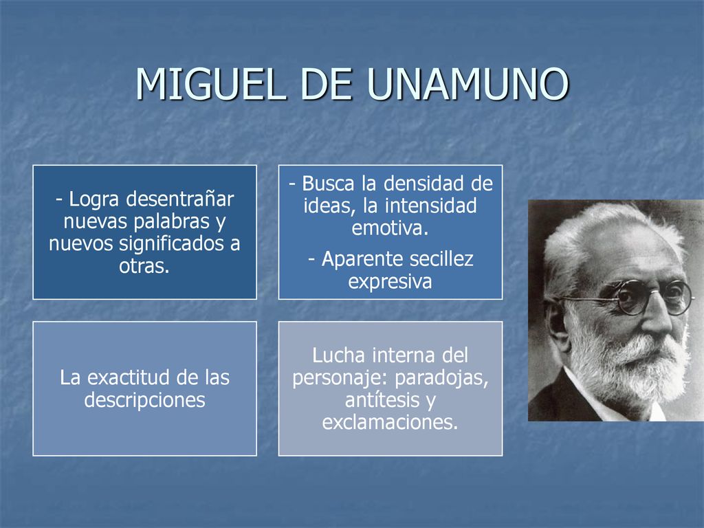 MIGUEL DE UNAMUNO - Busca la densidad de ideas, la intensidad emotiva.