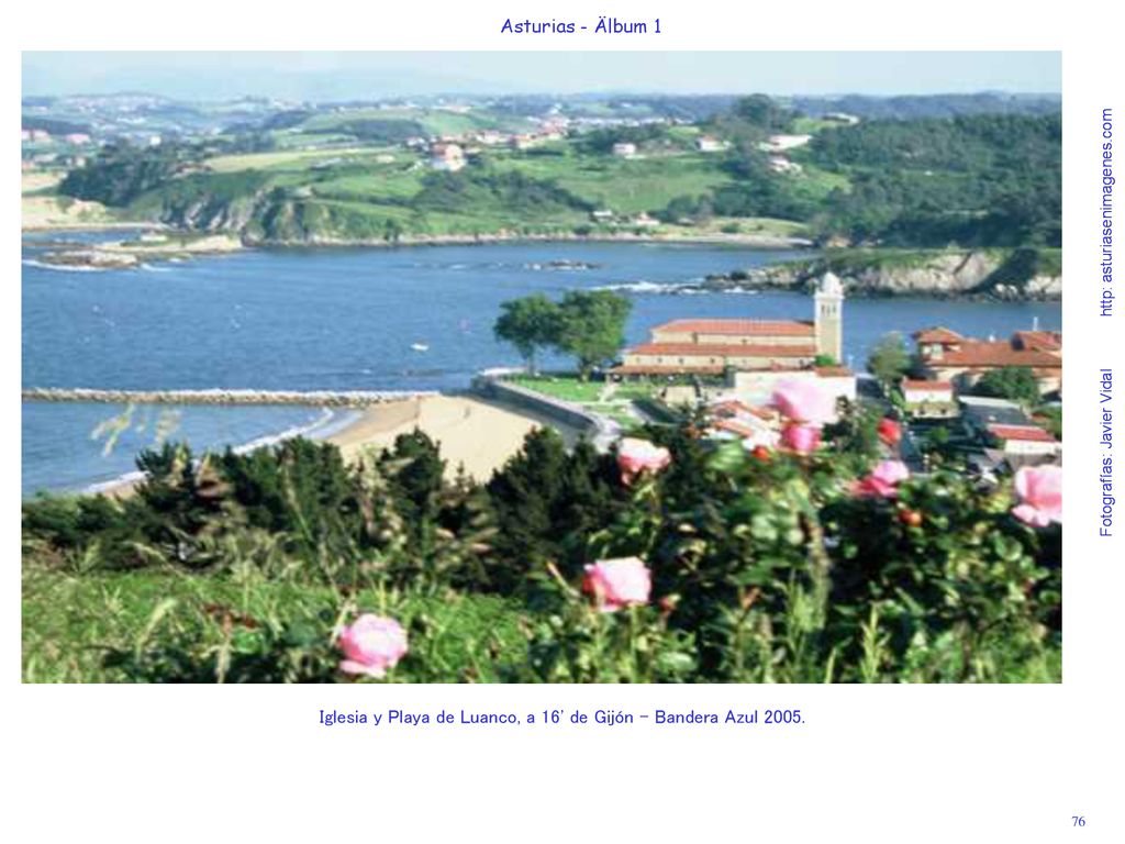 Iglesia y Playa de Luanco, a 16 de Gijón - Bandera Azul 2005.