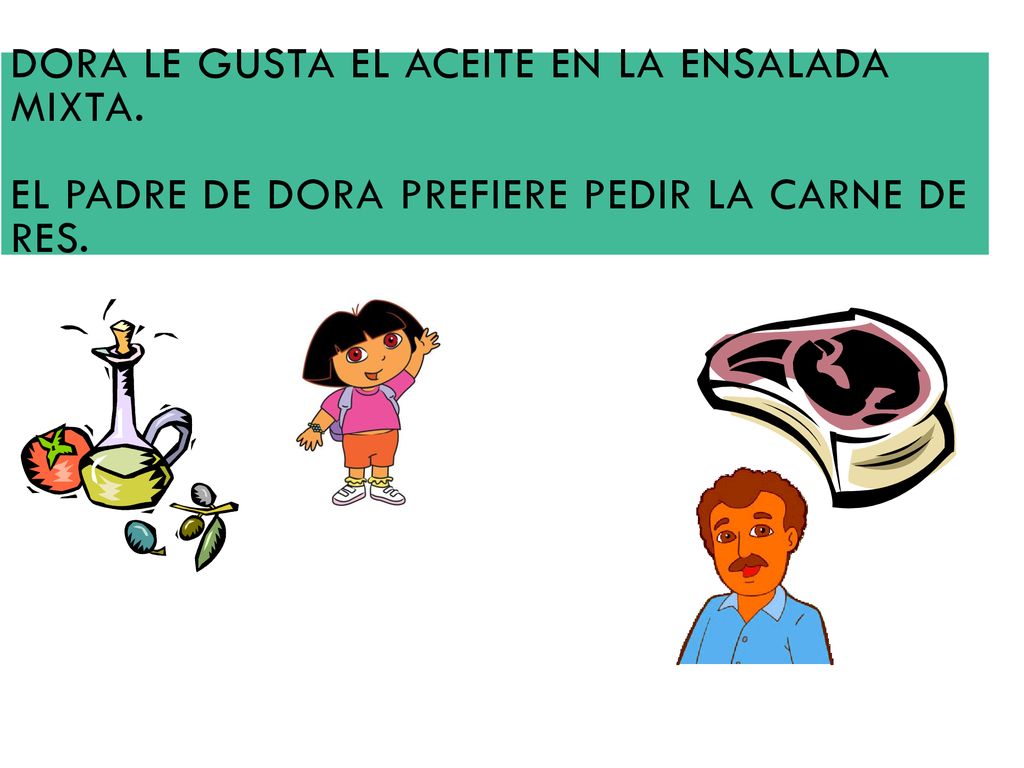Dora le gusta el aceite en la ensalada mixta