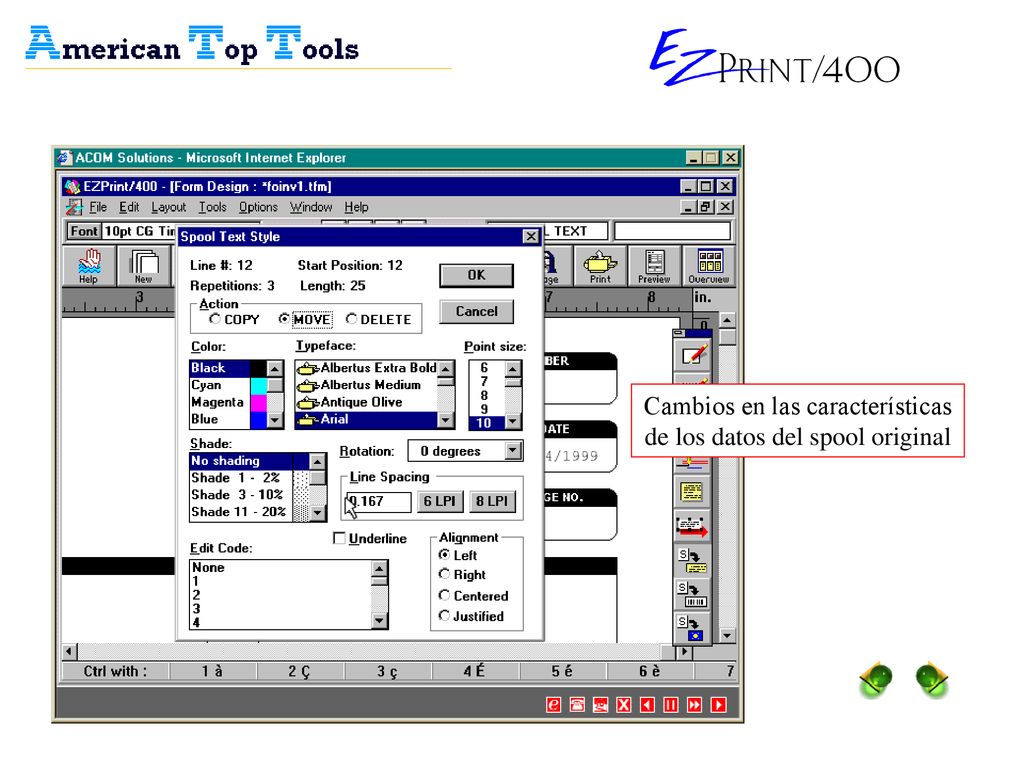 Cambios en las características de los datos del spool original
