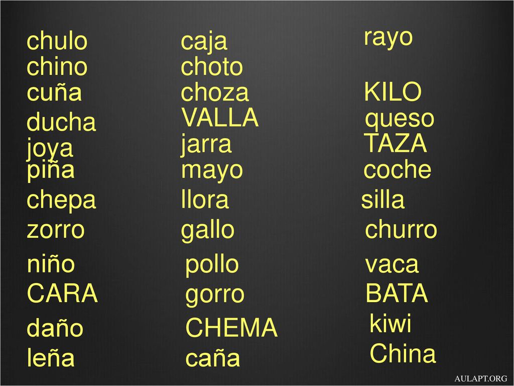 rayo chulo caja chino choto cuña choza KILO VALLA queso ducha jarra