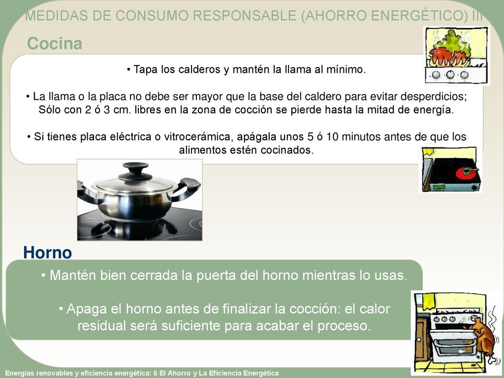 Cocina Horno MEDIDAS DE CONSUMO RESPONSABLE (AHORRO ENERGÉTICO) III