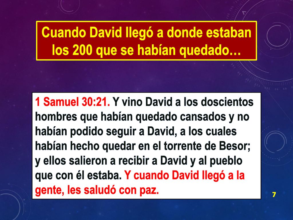 Cuando David llegó a donde estaban los 200 que se habían quedado…