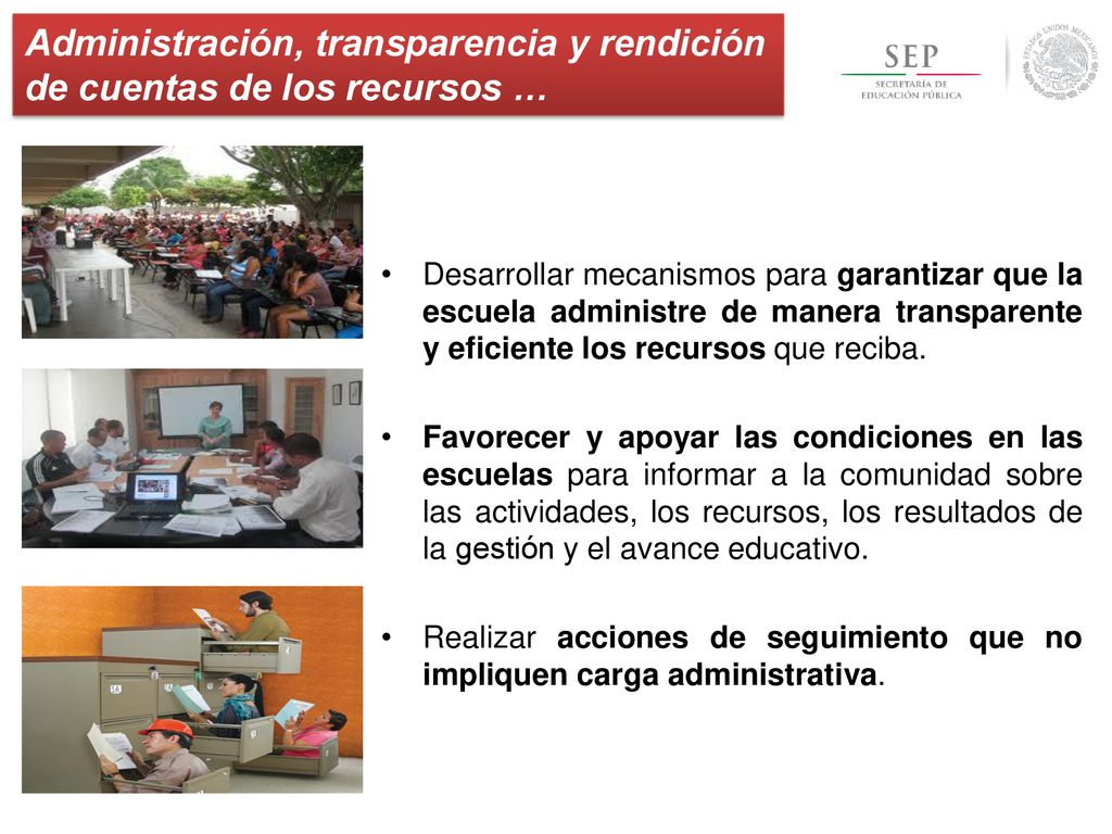 Administración, transparencia y rendición de cuentas de los recursos …