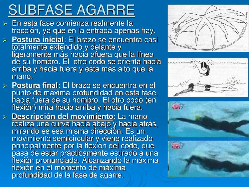 SUBFASE AGARRE En esta fase comienza realmente la tracción, ya que en la entrada apenas hay.