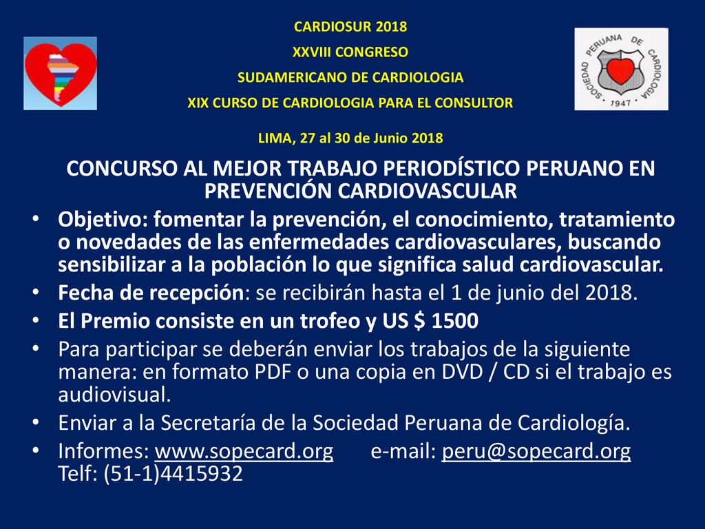 Fecha de recepción: se recibirán hasta el 1 de junio del