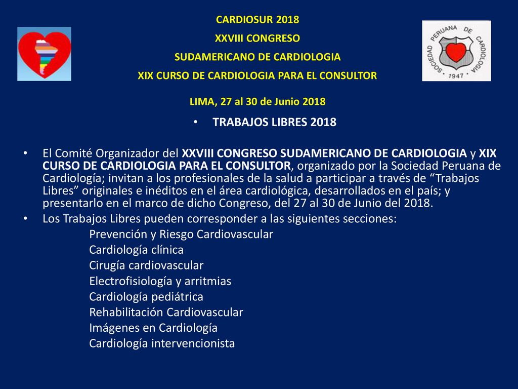 Los Trabajos Libres pueden corresponder a las siguientes secciones: