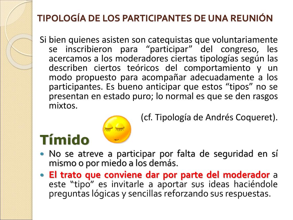 TIPOLOGÍA DE LOS PARTICIPANTES DE UNA REUNIÓN