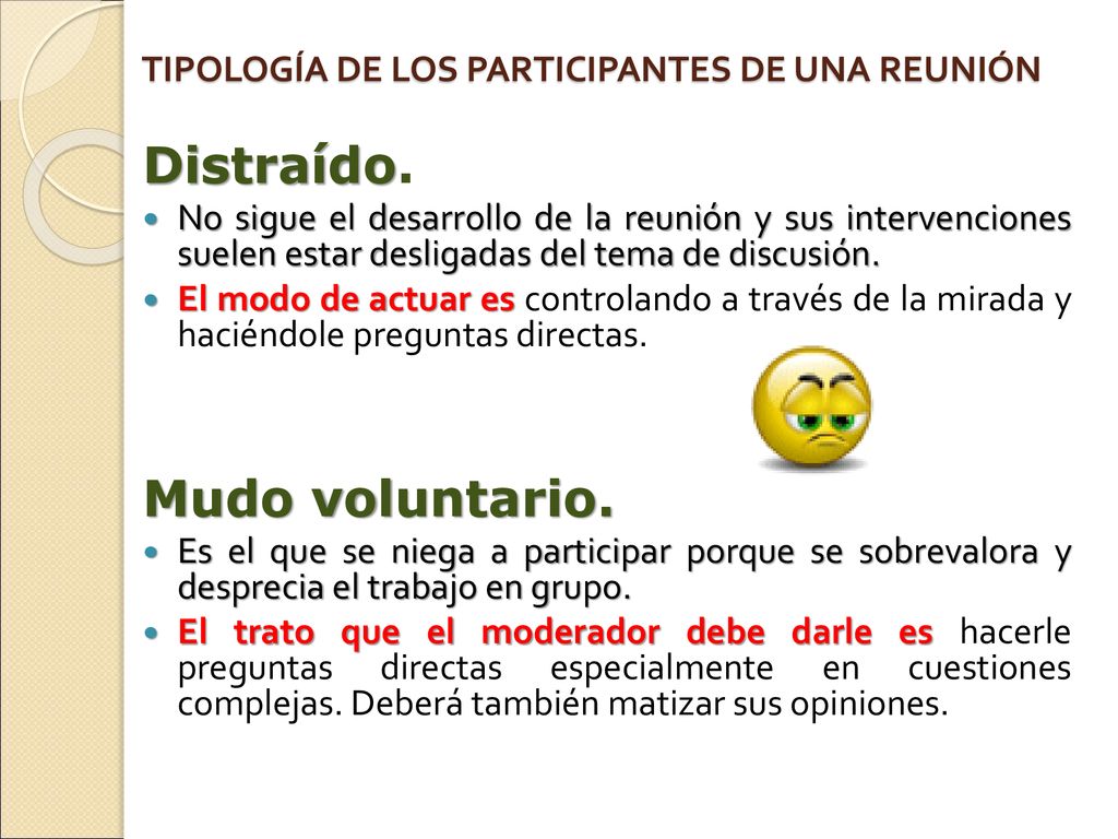 TIPOLOGÍA DE LOS PARTICIPANTES DE UNA REUNIÓN