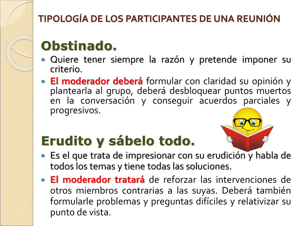 TIPOLOGÍA DE LOS PARTICIPANTES DE UNA REUNIÓN