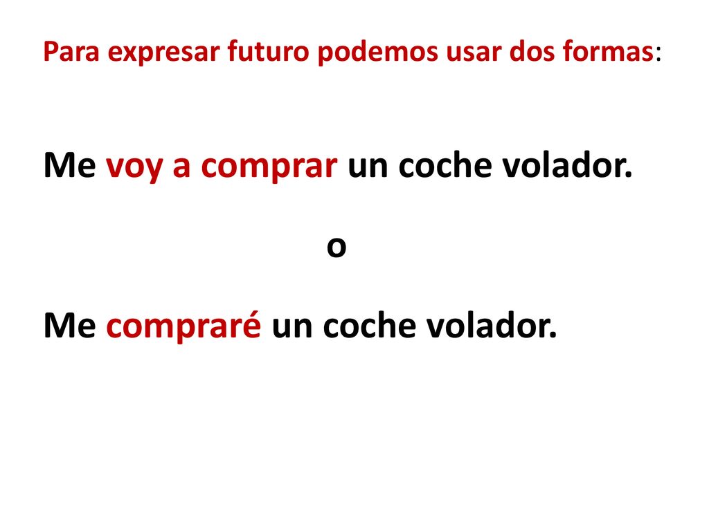 Me voy a comprar un coche volador. o Me compraré un coche volador.
