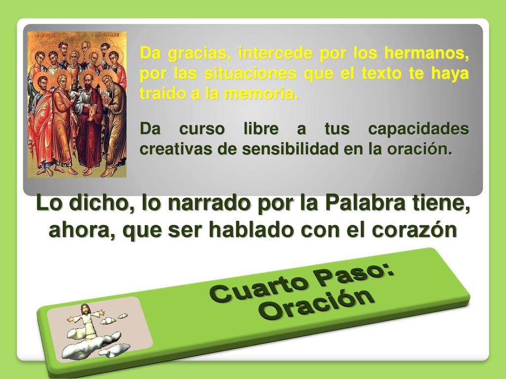Da gracias, intercede por los hermanos, por las situaciones que el texto te haya traído a la memoria.