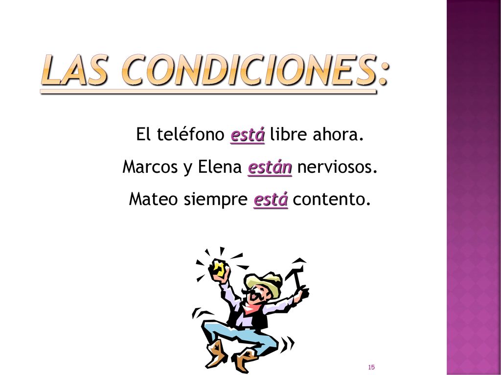 Las Condiciones: El teléfono está libre ahora. Marcos y Elena están nerviosos.