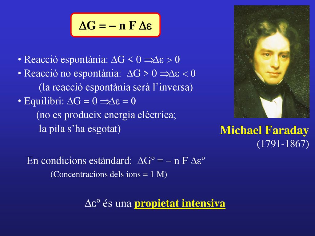 DG = - n F De Michael Faraday ( )