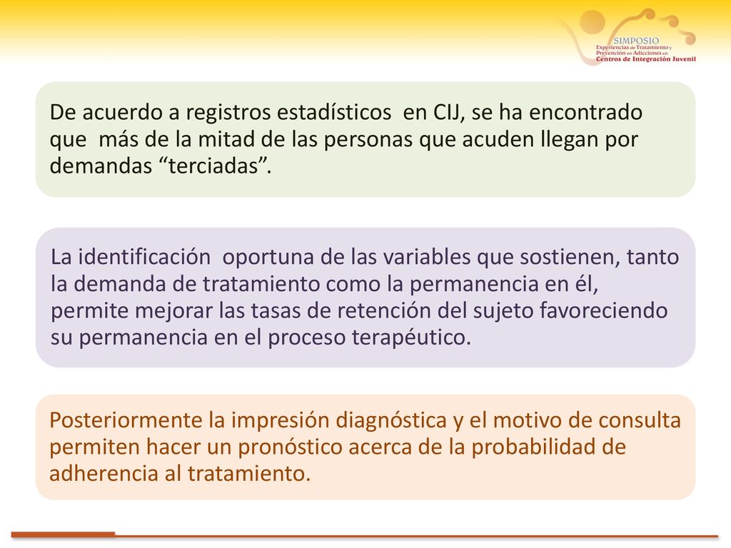 De acuerdo a registros estadísticos en CIJ, se ha encontrado que más de la mitad de las personas que acuden llegan por demandas terciadas .