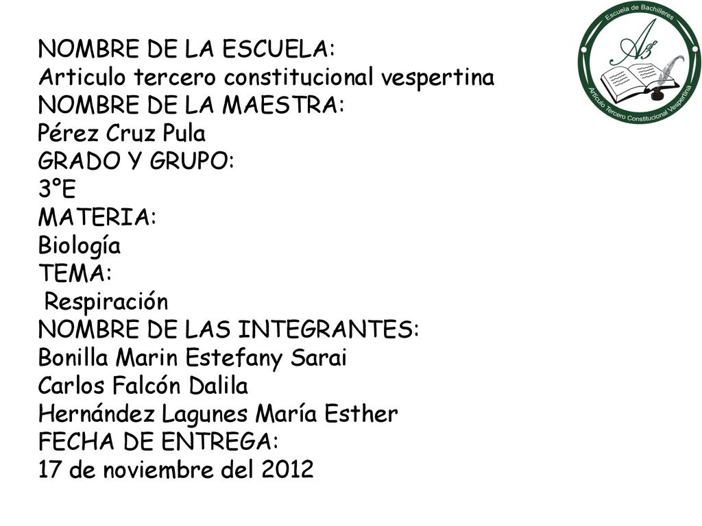 NOMBRE DE LA ESCUELA: Articulo tercero constitucional vespertina. NOMBRE DE LA MAESTRA: Pérez Cruz Pula.