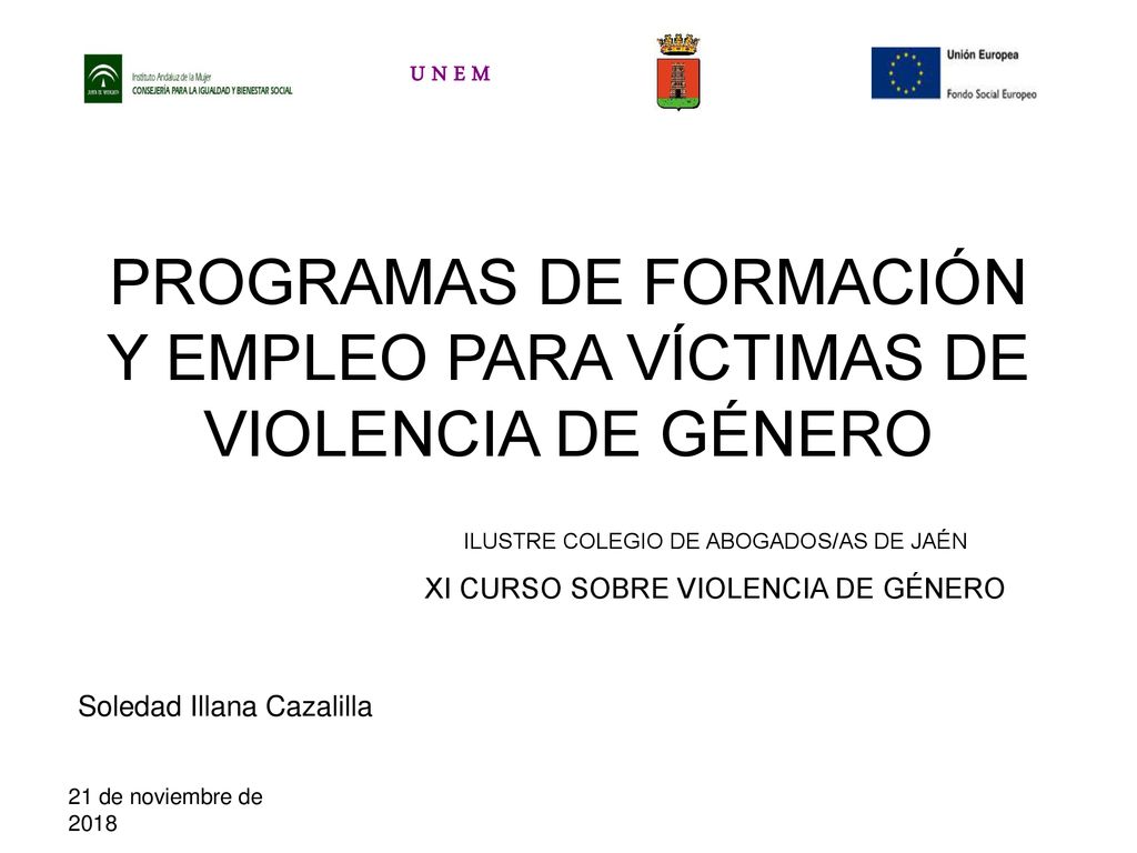 PROGRAMAS DE FORMACIÓN Y EMPLEO PARA VÍCTIMAS DE VIOLENCIA DE GÉNERO