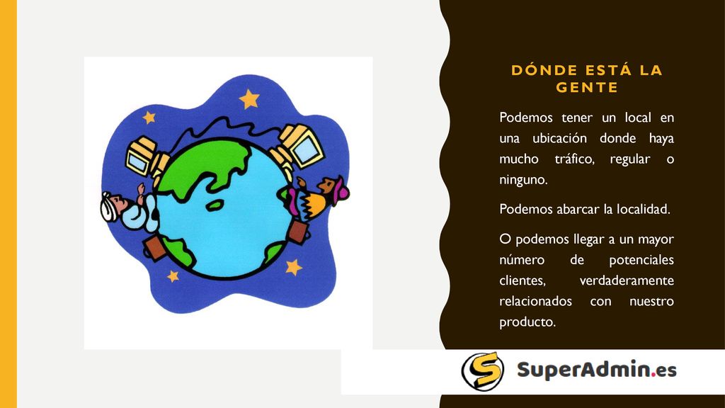 DÓNDE ESTÁ LA GENTE Podemos tener un local en una ubicación donde haya mucho tráfico, regular o ninguno.