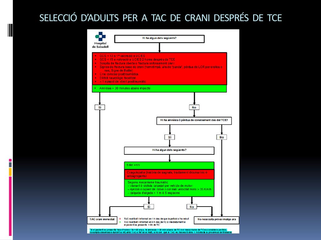Selecció d’adults per a TAC de crani després de TCe
