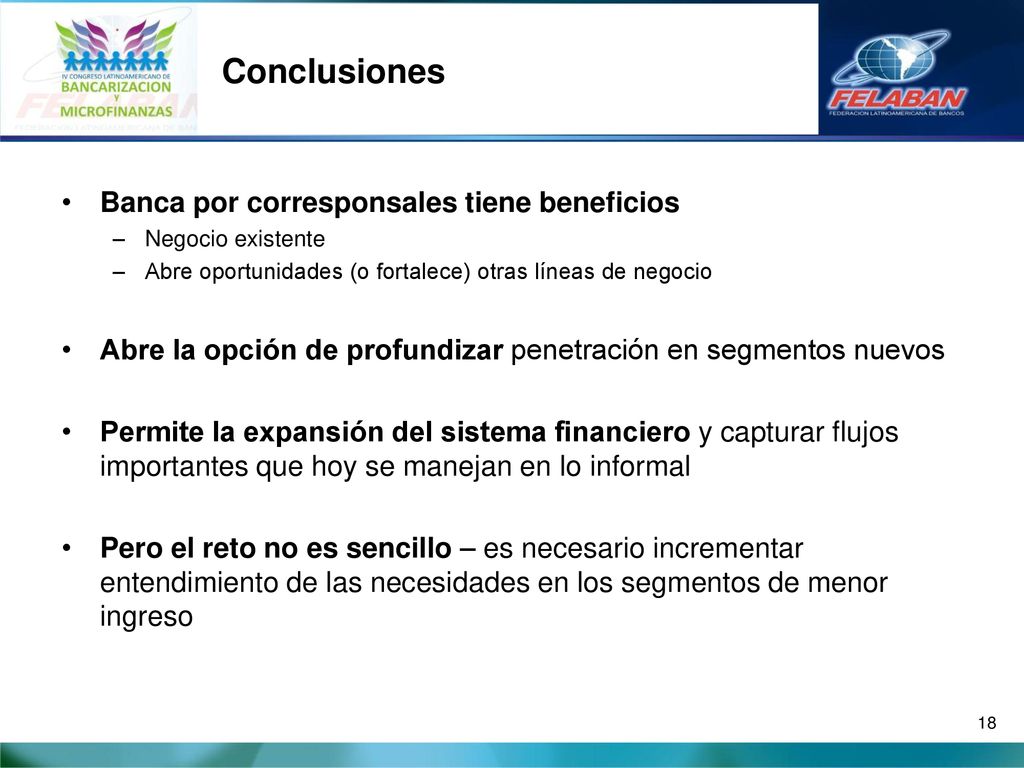 Conclusiones Banca por corresponsales tiene beneficios