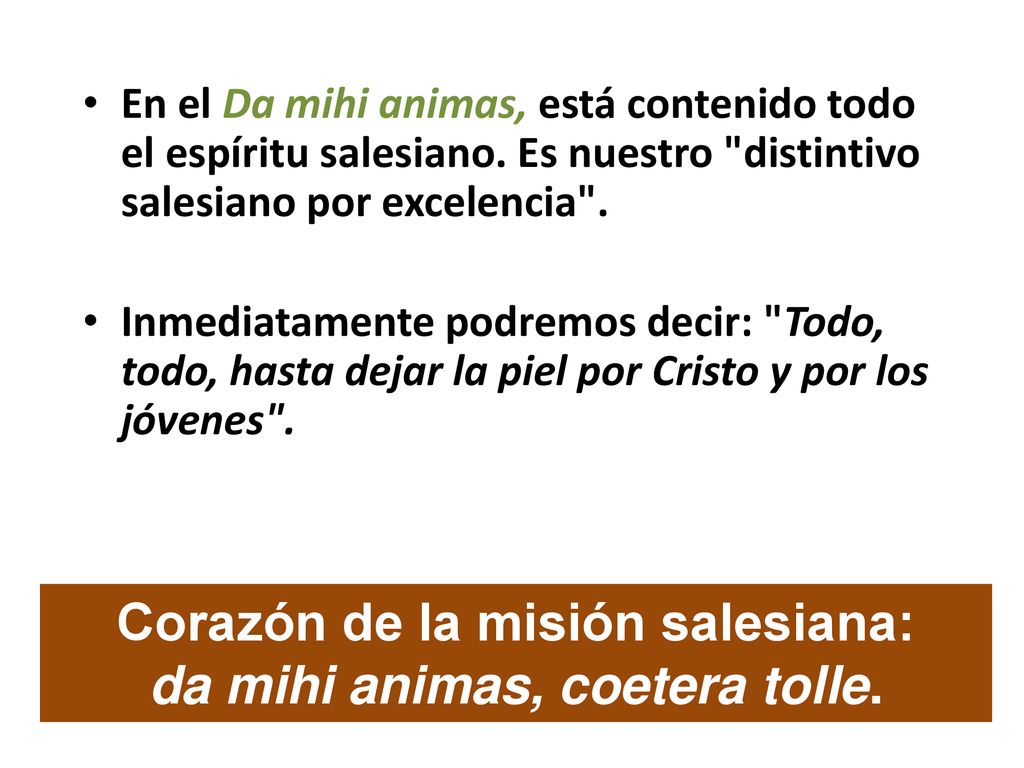 Corazón de la misión salesiana: da mihi animas, coetera tolle.