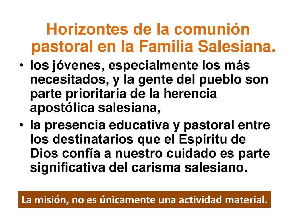 Horizontes de la comunión pastoral en la Familia Salesiana.