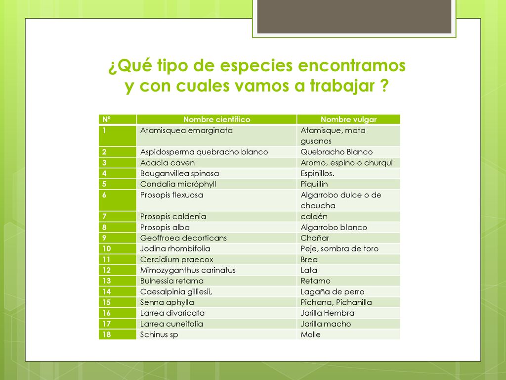 ¿Qué tipo de especies encontramos y con cuales vamos a trabajar
