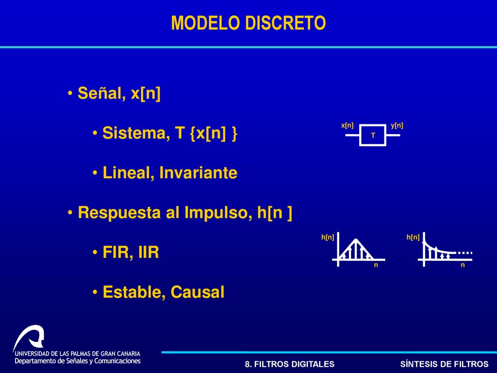 MODELO DISCRETO Señal, x[n] Sistema, T {x[n] } Lineal, Invariante