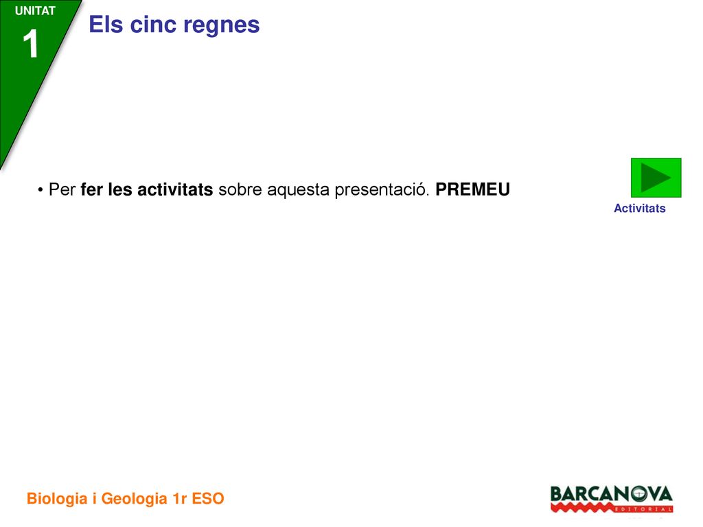 1 • Per fer les activitats sobre aquesta presentació. PREMEU