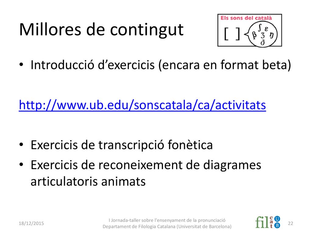 Millores de contingut Introducció d’exercicis (encara en format beta)