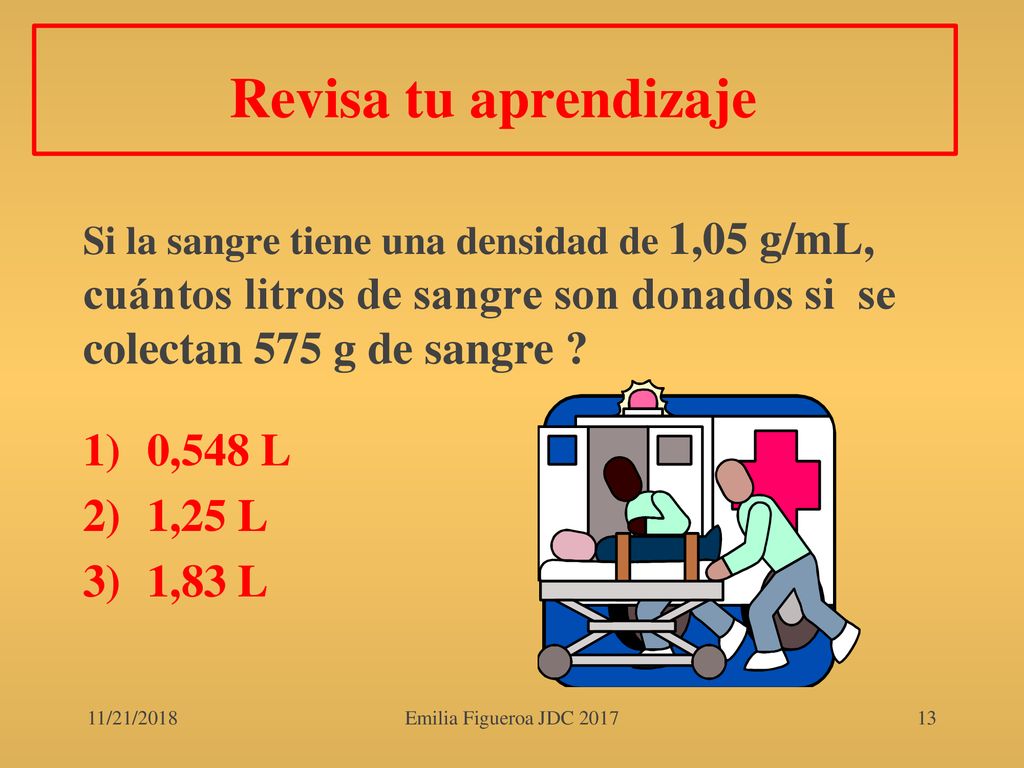 Revisa tu aprendizaje 1) 0,548 L 2) 1,25 L 3) 1,83 L