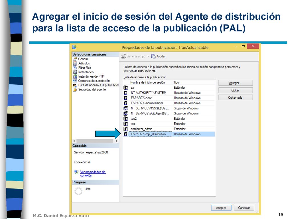 Agregar el inicio de sesión del Agente de distribución para la lista de acceso de la publicación (PAL)