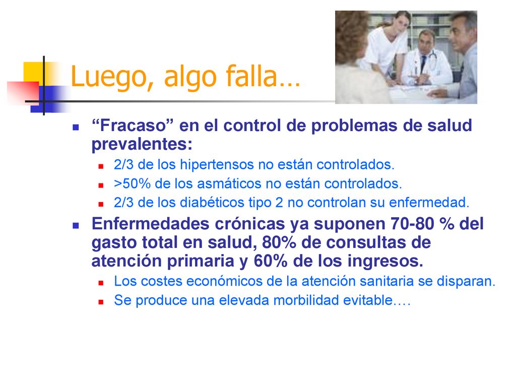 Luego, algo falla… Fracaso en el control de problemas de salud prevalentes: 2/3 de los hipertensos no están controlados.