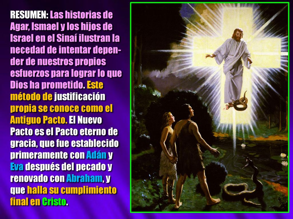 RESUMEN: Las historias de Agar, Ismael y los hijos de Israel en el Sinaí ilustran la necedad de intentar depen-der de nuestros propios esfuerzos para lograr lo que Dios ha prometido.